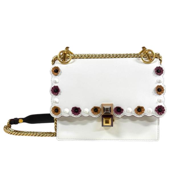 フェンディ キャナイ ミニ ショルダーバッグ レザー 8M0381 シルバー レディース FENDI  中古 FENDI（フェンディ） キャナイ ミニ ショルダーバッグ レザー 8M0381
