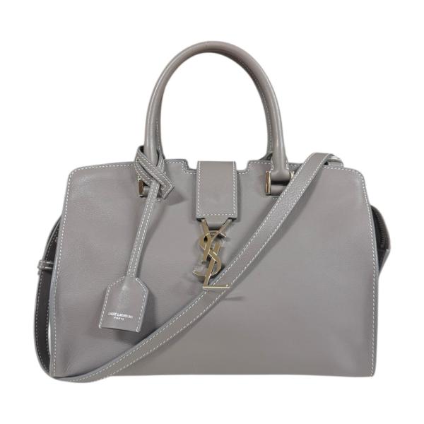 サンローラン ベイビーカバス ショルダーバッグ レザー 424868 グレー