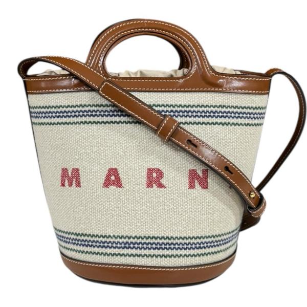 マルニ スモールバケットバッグ トロピカリア ショルダーバッグ キャンバス SCMP0056U2 ブラウン レディース MARNI  中古 MARNI（マルニ） スモールバケットバッグ トロピカリア ショルダー