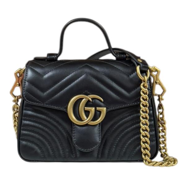 極美品　グッチ　GGマーモント　フラップ　オールレザー　ブラック　黒 GUCCI フラップ 長財布 GGマーモント レザー ブラック 779776