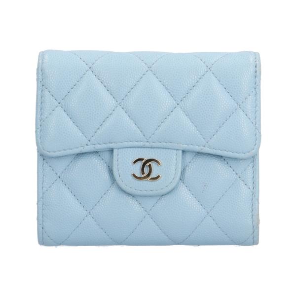 【美品】シャネル　CHANEL キャビアスキン　財布　マトラッセ　三つ折り CHANEL（シャネル） クラシックスモールフラップウォレット マトラッセ