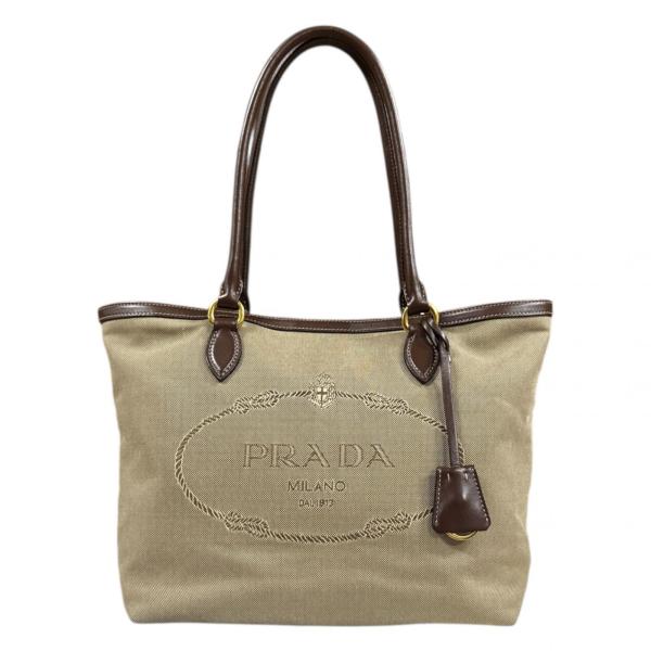 PRADA（プラダ） ロゴ ジャガード トートバッグ キャンバス 1BG159