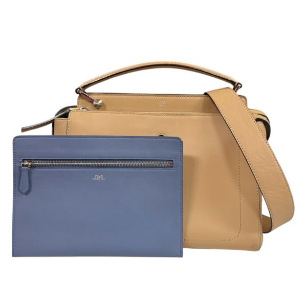 FENDI ベージュ レザー ショルダーバッグ FENDI フェンディ ドットコム ショルダーバッグ レザー ベージュ