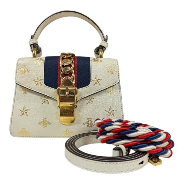 【極美品】グッチ ショルダーバッグ シルビィ ビー スター ウェブライン rk-y_brb03690000002762