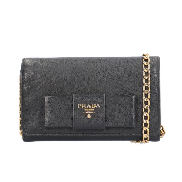 プラダ サフィアーノ ショルダーバッグ レザー 1BP005 ブラック レディース PRADA  中古 PRADA（プラダ） サフィアーノ ショルダーバッグ レザー 1BP005