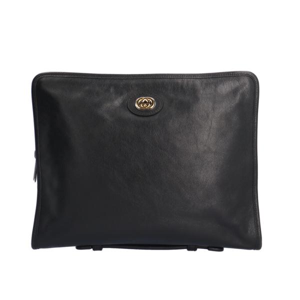 GUCCI（グッチ） クラッチバッグ レザー 575829 ブラック メンズ 中古