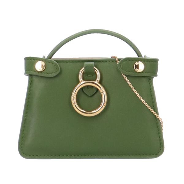 希少カラー フェンディ ミディアム レザー チェーン ハンドバッグ グリーン FENDI （新品・未使用品）フェンディ バゲット チェーン ミディ