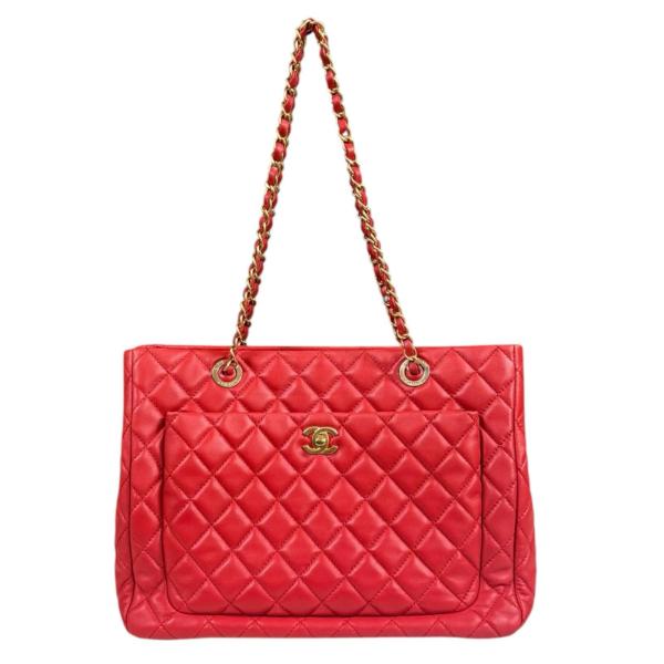 CHANEL（シャネル） マトラッセ トートバッグ ラムスキン レッド