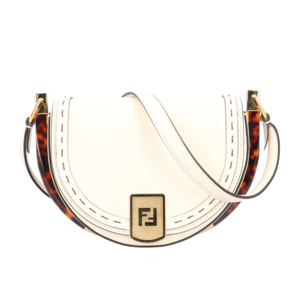 フェンディ ムーンライト ショルダーバッグ レザー 8BT346 ホワイト レディース FENDI  中古 FENDI - フェンディ ムーンライト ショルダーバッグ レザー 8BT346