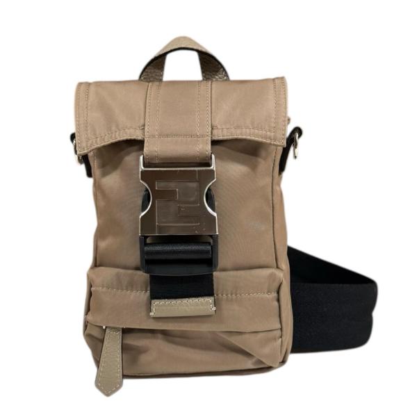 ★３日以内返品可★ FENDI フェンディ 7VZ068 ナイロン ズッカ フェンディネス ベージュ ショルダーバッグ FENDI（フェンディ） フェンディネス ショルダーバッグ ナイロン