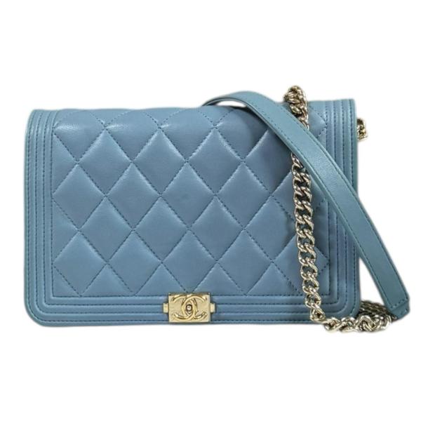 CHANEL - ★SALE【5app0108】シャネル 42 ブルー ナイロン P1945V11234【中古】レディース CHANEL（シャネル） ボーイシャネル ショルダーバッグ レザー A81969