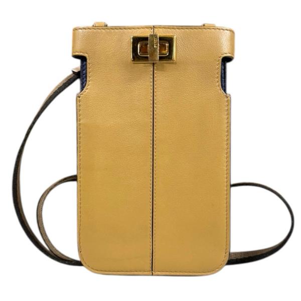 フェンディ ピーカフォン ショルダーバッグ レザー 8M0442 ベージュ ユニセックス FENDI  中古 FENDI（フェンディ） ピーカフォン ショルダーバッグ レザー 8M0442