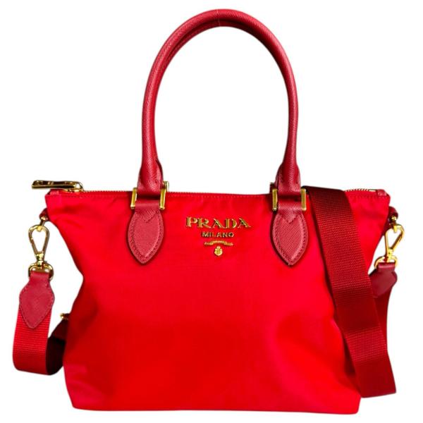 プラダ PRADA ショルダーバッグ ナイロン/レザー レッド BT0716 中古 新入荷 OB2258 中古・古着通販】PRADA (プラダ) ナイロンショルダーバッグ レッド