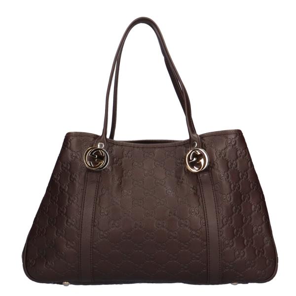 GUCCI（グッチ） GGツインズ グッチシマ トートバッグ レザー ブラウン