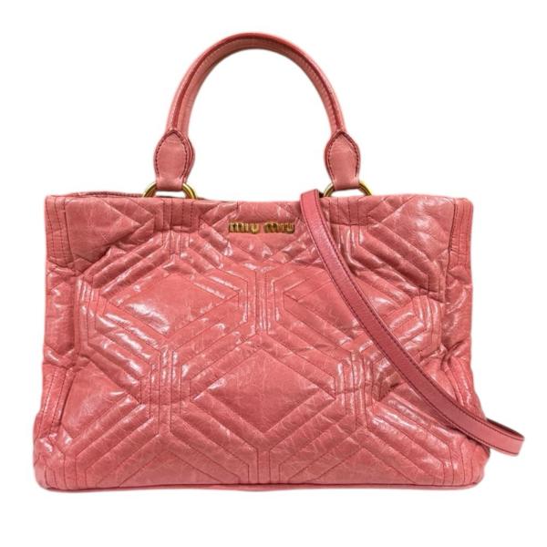 ミュウ ショルダーバッグ レザー RN0928 ピンク レディース Miu 中古