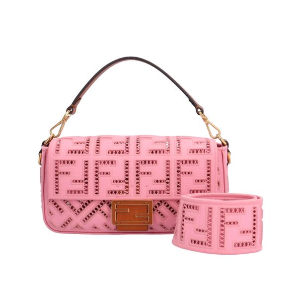 FENDI フェンディ 刺〓 バゲット ショルダーバッグ キャンバス 8BR600 