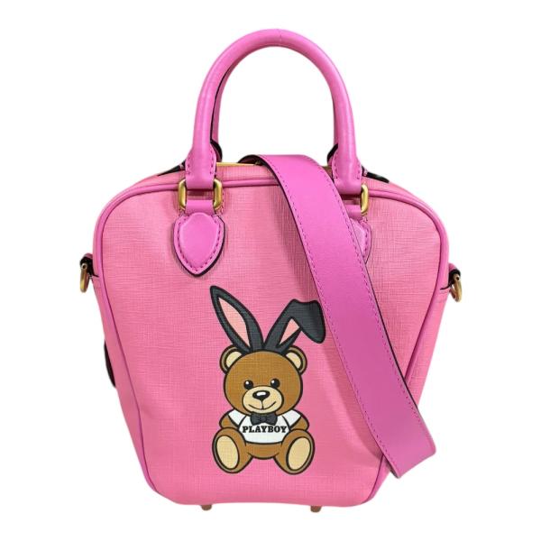 モスキーノ プレイボーイコラボ ショルダーバッグ レザー ピンク レディース MOSCHINO  中古  R&Kリサイクルキング rk-y_brb10010000015852
