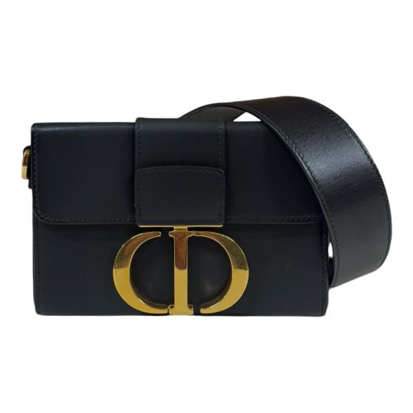 Dior ブラック レザー ショルダーバッグ ディオール 30 モンテーニュ ショルダーバッグ レザー ブラック