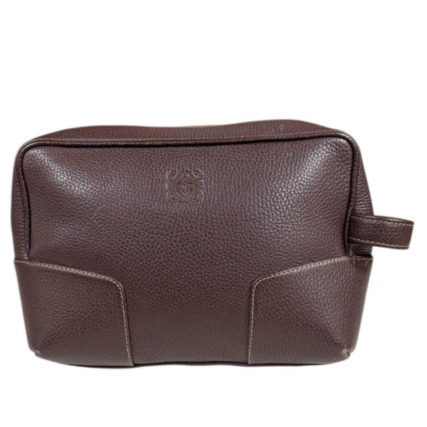 ★値下げしました★ LOEWE　クラッチバッグ　ナッパレザー　ダークブラウン LOEWE（ロエベ） クラッチバッグ レザー ブラウン レディース 中古