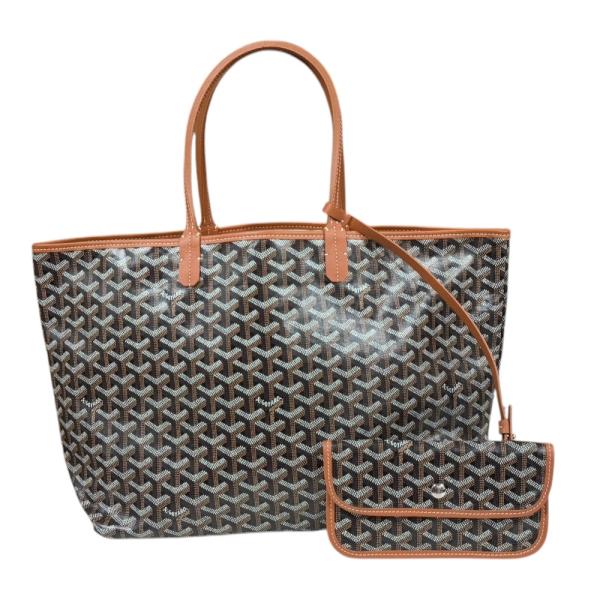 【新品未使用品】Goyard キャンバスバッグ 中型 グレー/ブラウン GOYARD（ゴヤール） サンルイPM トートバッグ PVCコーティング