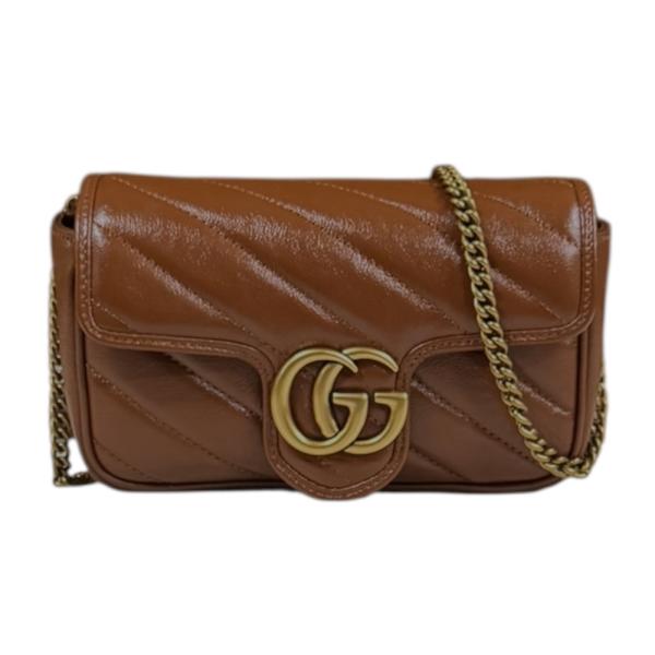 GUCCI　グッチ　ショルダーバッグ　GGマーモント　ブラウン　極美品‼️ GUCCI グッチ ショルダーバッグ GGマーモント ブラウン 極美品