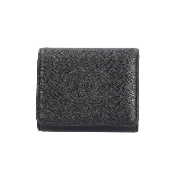 CHANEL（シャネル） ココマーク 三つ折り財布 キャビアスキン