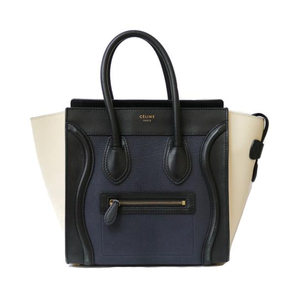 CELINE ラゲージ ブラックレザーハンドバッグ CELINE セリーヌ ハンドバッグ ラゲージ マイクロ レザー マルチ