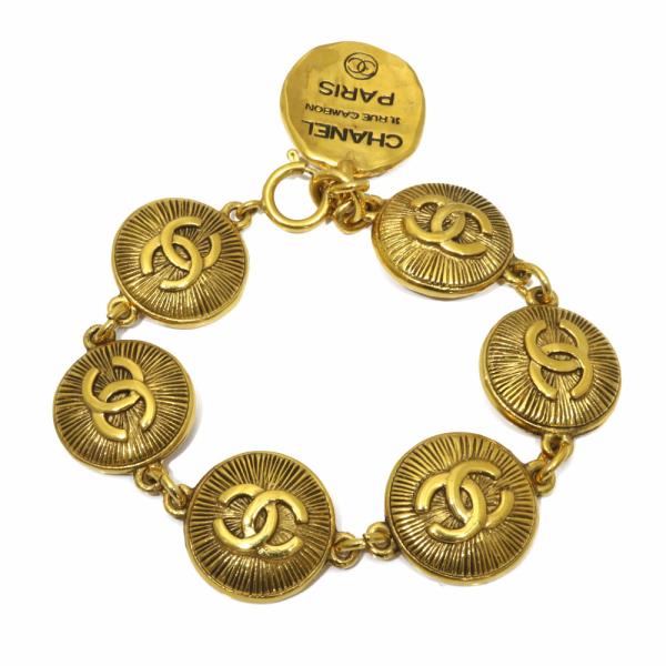 CHANEL ゴールド ロゴチャームブレスレット レア CHANEL 1993年製 クローバーCCマークチャームブレスレット