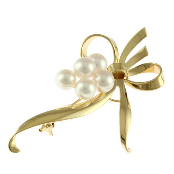 ✨美品✨ミキモト　K18 ブローチ MIKIMOTO（ミキモト） ブローチ 18金 K18イエローゴールド アコヤ