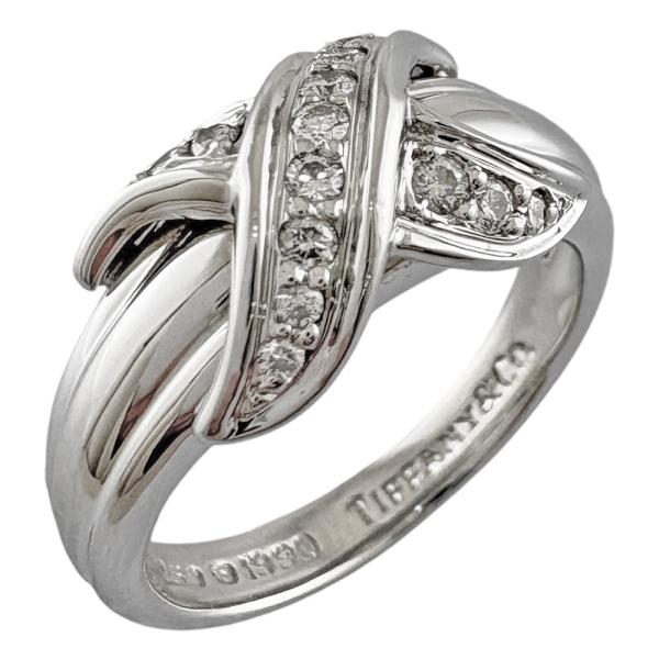 ティファニーTIFFANYリングシグネチャーダイヤ15P美品WG13.5号 TIFFANY&Co. ティファニー シグネチャー リング 指輪 13.5号 18