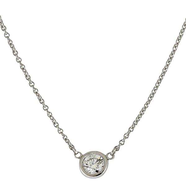 【極美品/一度のみ使用】ティファニー バイザヤードダイヤモンドネックレス 正規品 TIFFANY&Co. ティファニー ネックレス 一粒ダイヤ 0.08ct