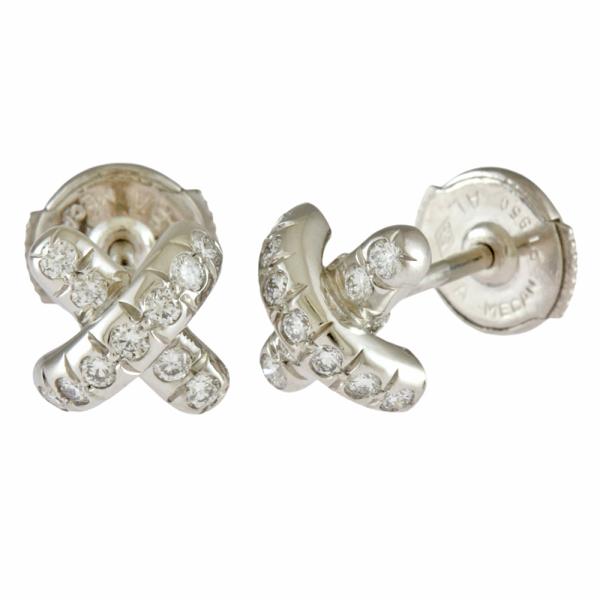ティファニー プラチナ クロス ダイヤ ダイヤモンド ピアス Pt950 TIFFANY&Co.（ティファニー） クロスステッチ ダイヤモンド ピアス