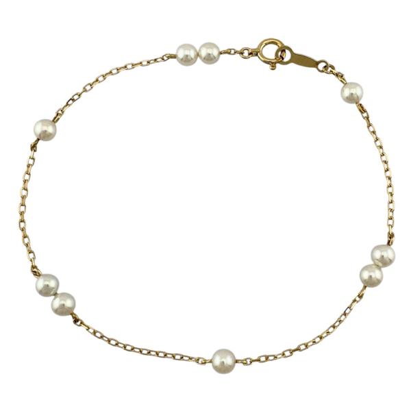 【美品】18金MIKIMOTO パール クロスモチーフ ブレスレット　K18YG MIKIMOTO ミキモト アコヤパール 真珠 ブレスレット K18イエロー