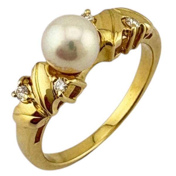 ミキモト★K18★akoyaアコヤ真珠★リング MIKIMOTO（ミキモト） リング 指輪 9号 18金 K18イエローゴールド