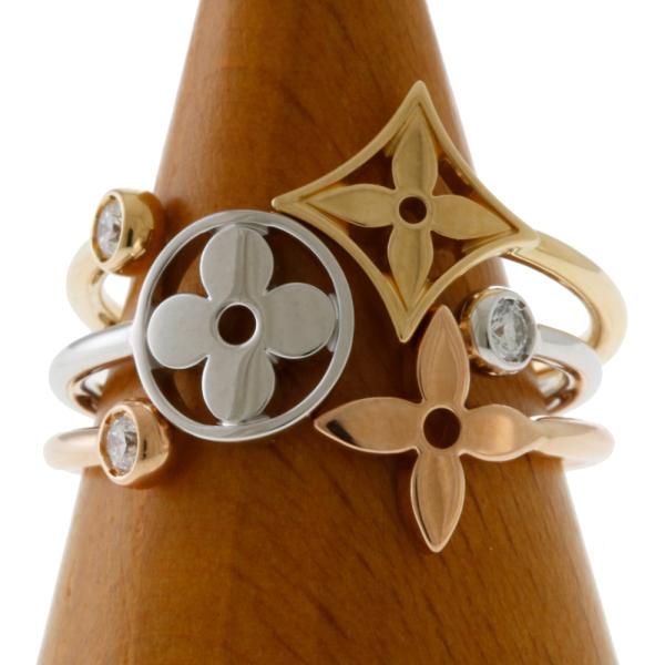 ルイヴィトン バーグモノグラムイディール リング 18金 15号 3連ゴールド LOUIS VUITTON ルイヴィトン バーグモノグラム・イディール リング