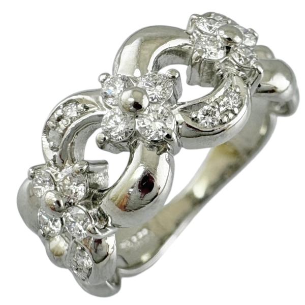 透かし リング 指輪 10号 Pt900プラチナ ダイヤモンド 0.32ct  