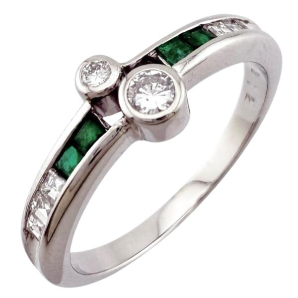 リング 指輪 13.5号 Pt900プラチナ エメラルド レディース 中古