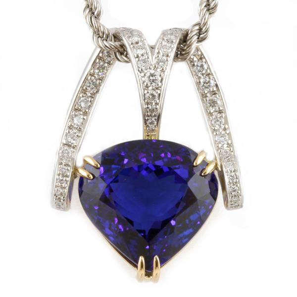Pt900/850 K18 ネックレス タンザナイト20.127CT ダイヤモンド0.60CT