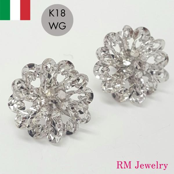 18K ピアス スタッドピアス イタリアンジュエリー キラキラ
