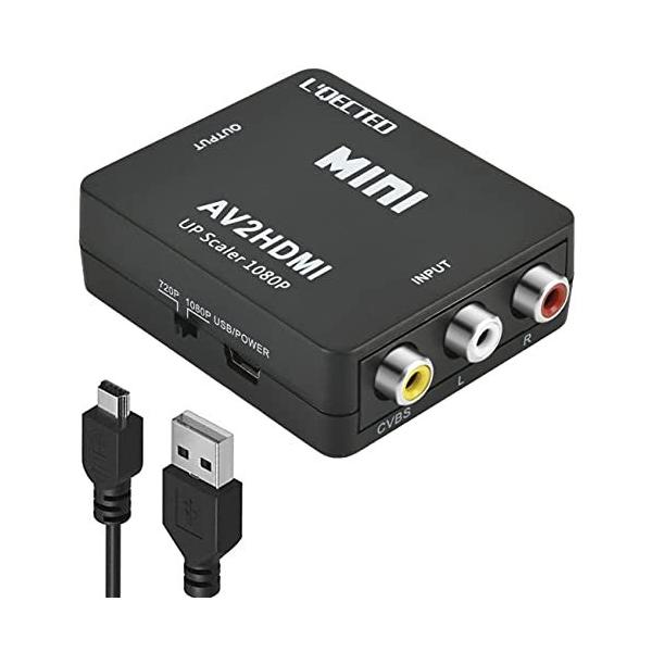 RCA to HDMI変換コンバーター L'QECTED AV to HDMI 変換器 AV2HDMI USBケーブル付き コンポジットをHDM