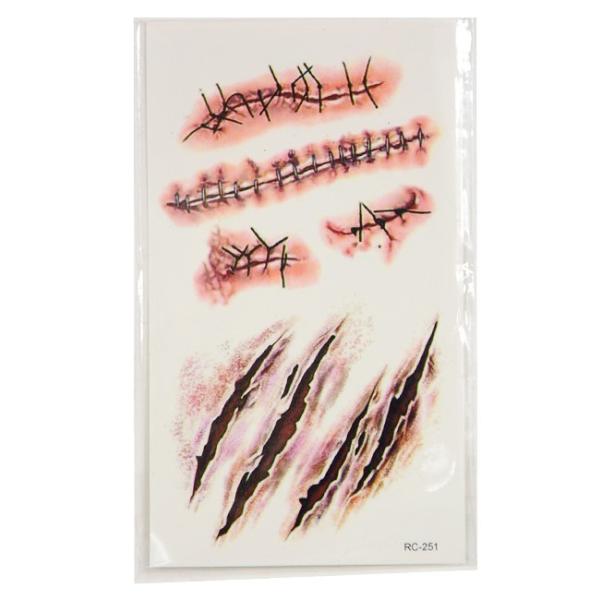 傷のサイズ 約2〜5.5cm単位:1枚使い方シールを剥がして貼りたい場所に貼ります。貼った後、濡れたタオルか布、ティッシュ、紙などで押しつけてください。すると傷シールが肌に付着します。取る時は水洗いしてください＊ハサミでカットしてお好みの傷...