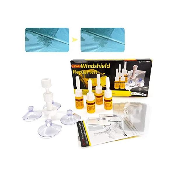 Windshield Crack Repair Kit, Windshield Repair Kit for Chips and Cracks,  Glass Repair Fluid with 2 Bottles of Resin, Glass Repair Kit Windshield for