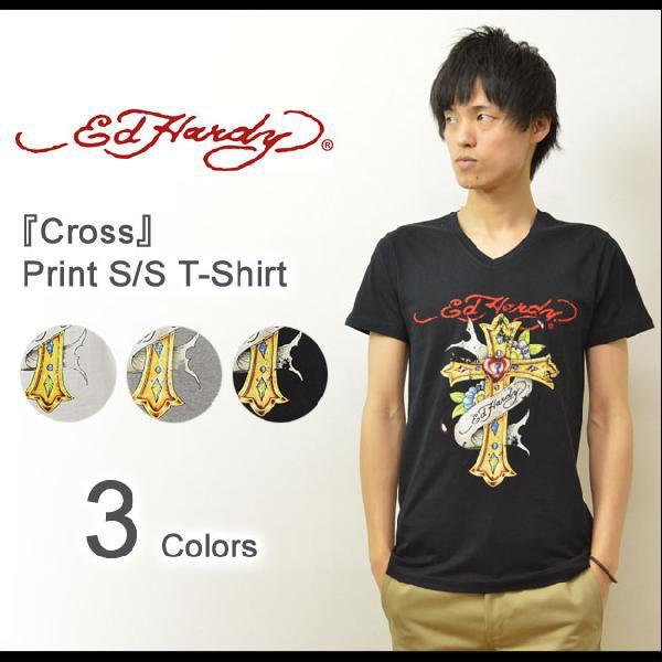k3104js19　美品 Ed Hardy エドハーディー cross Ed Hardy Hardy（エドハーディー） Cross Vネック 半袖Tシャツ