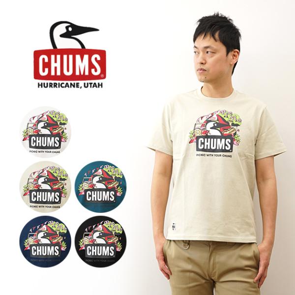 CHUMS（チャムス） ピクニック ブービー Tシャツ メンズ 半袖 ボックスロゴ プリント 大きいサイズ アウトドア キャンプ フェス 登山 アメカジ 厚手 CH01-2347