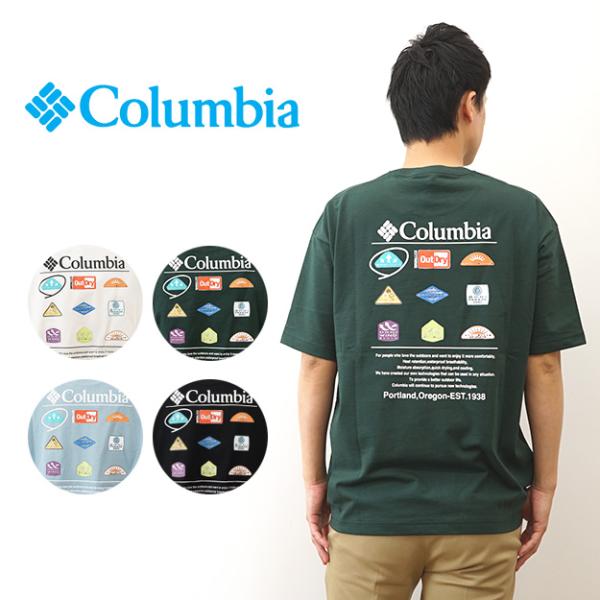 Columbia コロンビア Tシャツ スタックブルックグラフィック メンズ レディース 半袖 速乾 アウトドア おしゃれ ブランド ロゴ 大きいサイズ 涼しい 黒 PM0785