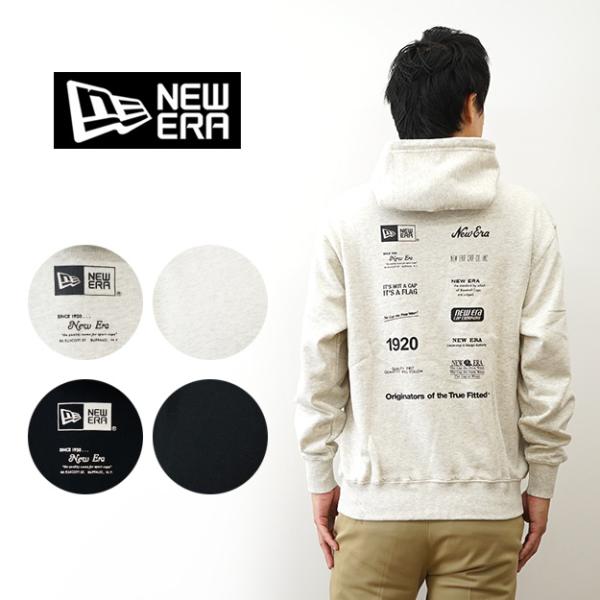 New Era ニューエラ パーカー 裏毛 スウェット プルオーバー フーディー Archive Logo メンズ 黒 プリント ロゴ 厚手 アメカジ ストリート 14682638 14682639