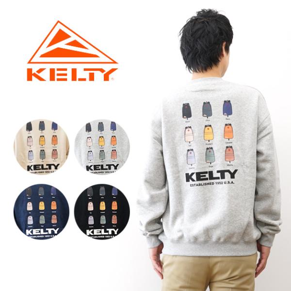 KELTY ケルティ デイパック クルーネック スウェット トレーナー メンズ レディース オーバーサイズ 裏起毛 プリント 刺繍 アメカジ おしゃれ 黒 KE25213074