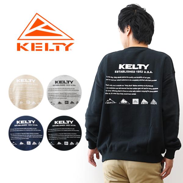 トレーナー KELTY ケルティ バックヒストリーロゴ クルーネック スウェット メンズ レディース 大きいサイズ 裏起毛 プリント アメカジ おしゃれ 黒 KE25213073