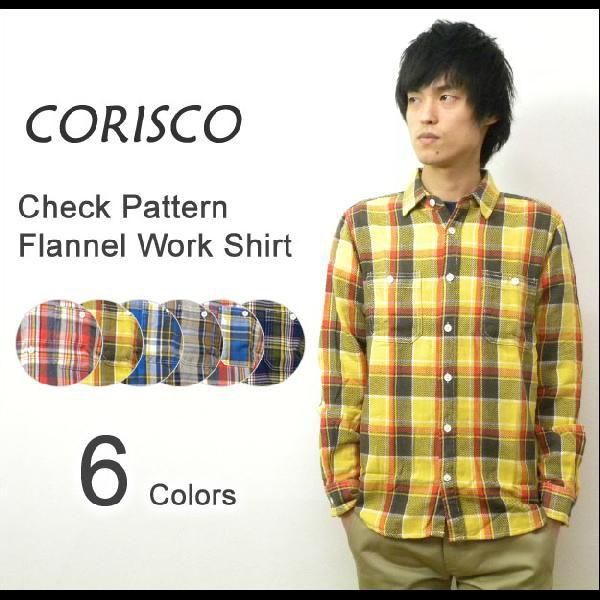 CORISCO（コリスコ） チェック柄 ワークディテール ビエラシャツ 長袖