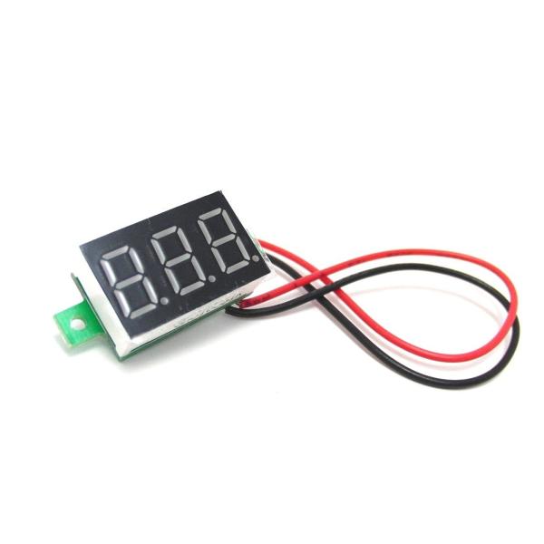 小型デジタル電圧計(DC4.5-30V, 赤LED)